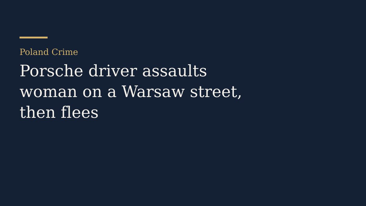 Emergency responders at a stopped car on a Warsaw street after a roadside assault.