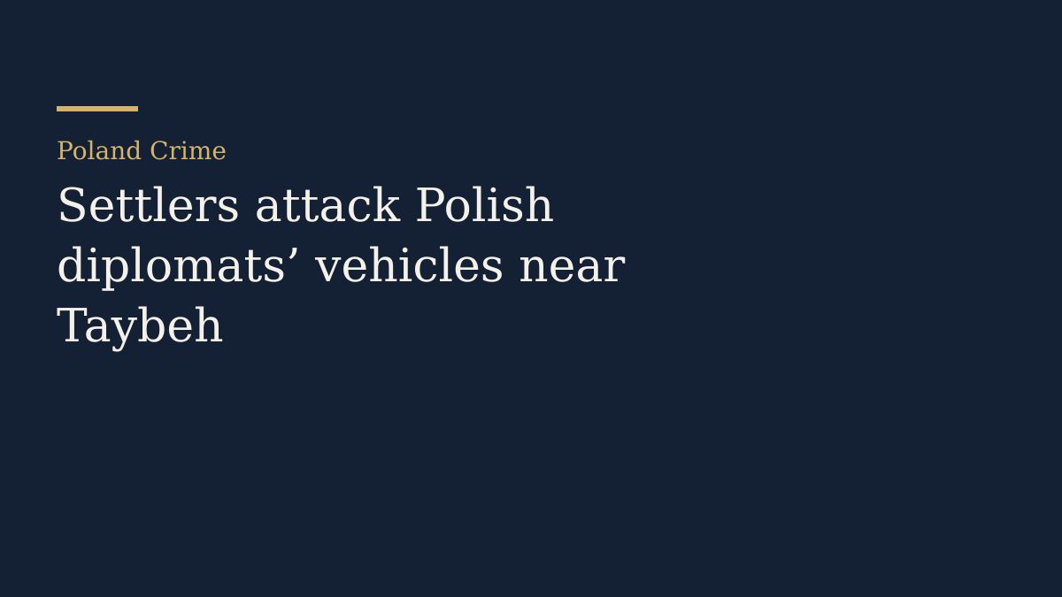 A car with a shattered window parked on a rural road beside olive trees.